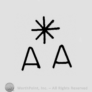 Uppercase double A, stylized star above.