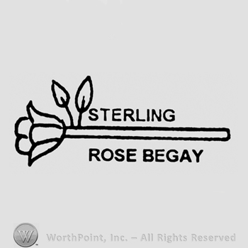 STERLING written above a rose,  Rose Begay written below, all in uppercase letters.