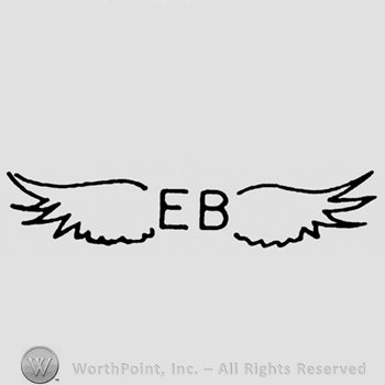 Letters EB between two wings.