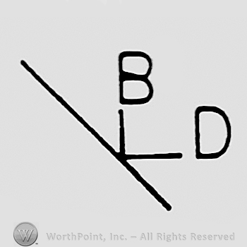 Initials BD on a lozenge-shaped plate.