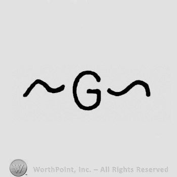 Initial G between two curved lines.