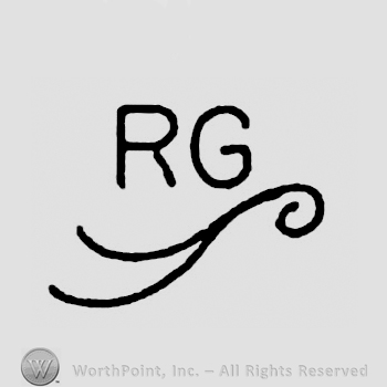 Initials RG with curly lines below.