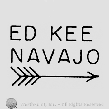 The name ED Kee written above the name Navajo and an arrow, all in uppercase letters.