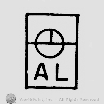 Symbol with initials AL on rectangular plate.