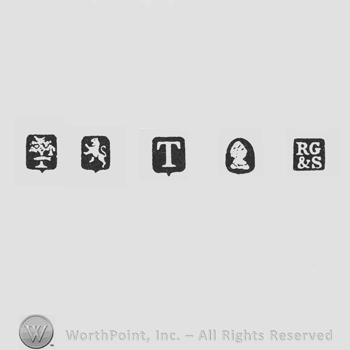 Three Fish & Bell; Lion Passant; date-letter T; Man's Profile and maker's mark RG&S
