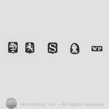 Three Fish & Bell; Lion Passant; date-letter S; Man's Profile and maker's mark WP