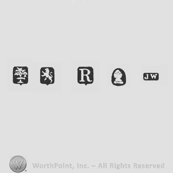 Three Fish & Bell; Lion Passant; date-letter R; Man's Profile and maker's mark JW