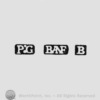 PG, two pellets between; BANF conjoined and letter B