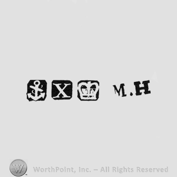 Anchor; letter X; Crown and M.H