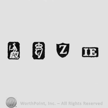 Woman Sitting; Harp Crowned; date-letter Z and maker's mark IE