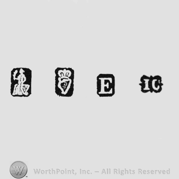 Woman Sitting; Harp Crowned; date-letter E and maker's mark IC