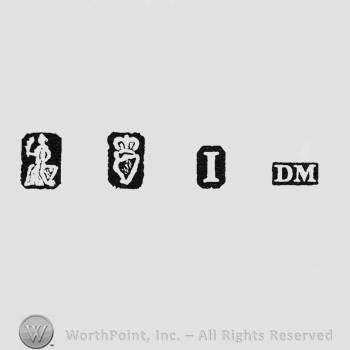 Woman Sitting; Harp Crowned; date-letter I and maker's mark DM