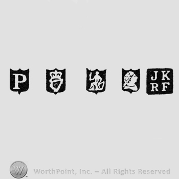 Date letter P; Harp Crowned; Woman Sitting; Man's Profile and maker's mark JK over RF