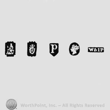 Woman Sitting; Harp Crowned; date-letter p; Woman's Profile and maker's mark W&IP