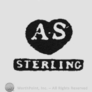AS in a heart shape frame above STERLING