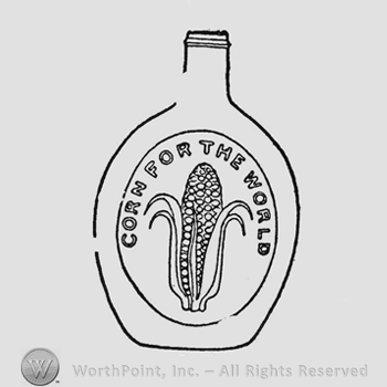 Large ear of corn in high relief. Above in semi-circle is written "Corn for the World"