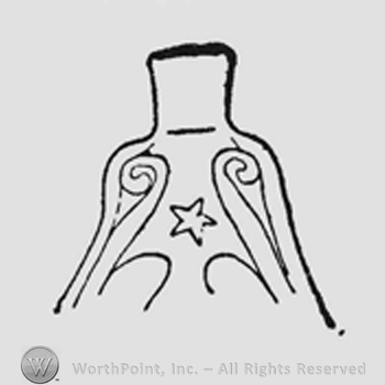At top between the two outer scrolls a five-pointed star
