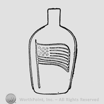 Large American flag to right, nine stripes and thirteen stars
