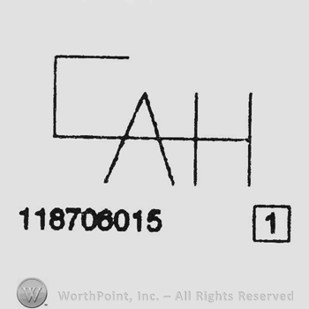 Initials CAH up 118706015 under   1 inside a square