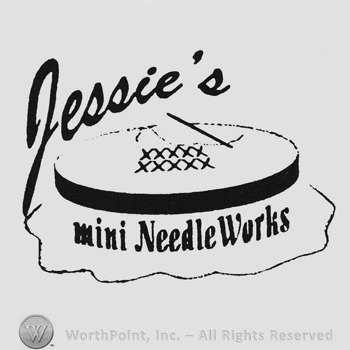 Bold handwriting Jessie's up Mini Needleworks under sewing kit