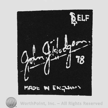 White signature John J Hodgson 78 self above made in England beneath all inside a black square