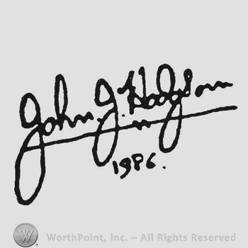 Signature John J Hodgson underlined 1986 under
