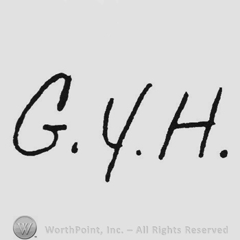 Handwriting initials GYH dots between