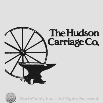 Writing The Hudson Carriage Co wheel and anvil to the left