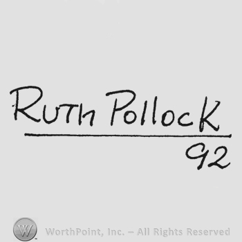 Capital handwriting Ruth Pollock underlined 92 under