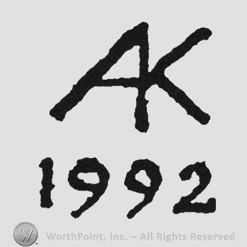 Monogram of letters AK above 1992