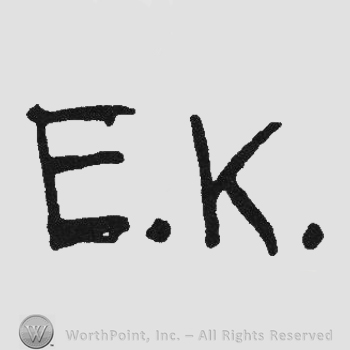 Initials EK dots between