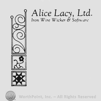 Handwriting Alice Lacy Ltd up Iron Wire Wicker & Software under fence left