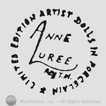 Capital writing in circle shape Limited Edition Artist Dolls In Porcelain around Anne Luree Reg Tm