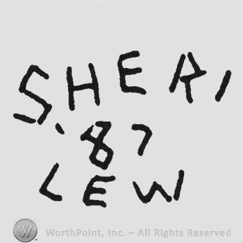 Curved writing Sheri up Lew under 87 middle all capital letetrs