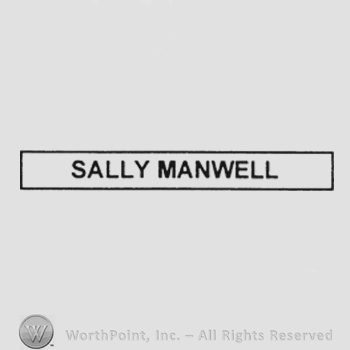 Label writing Sally Manwell in capital letters