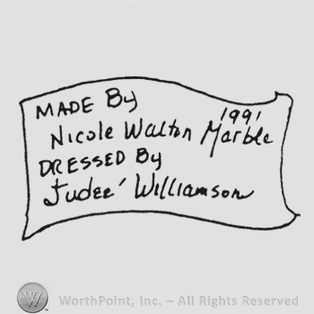 Label writing Made by Nicole Marble 1991 Designed by Judee Williamson