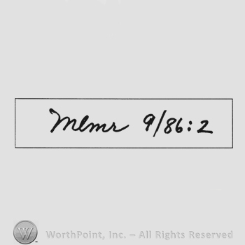 Handwriting initials MLMR 9/86:2 on a label