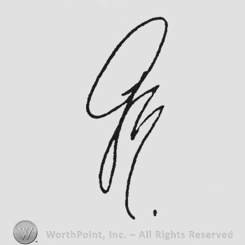 Handwriting monogram of letters MG