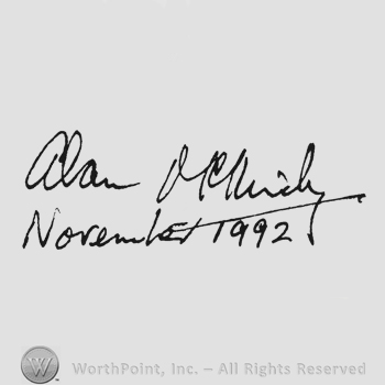 Handwriting Alan McKirdy above handwriting november 1992