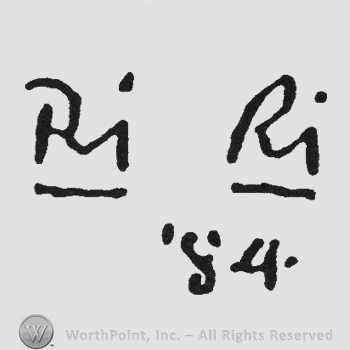 Capital letter R1 underlined R1 underlined dots above 1 '84 under