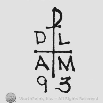 Initials DA 9 and LM 3 left and right of sword