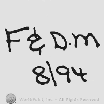 Handwriting initials F&D M up 8/94 under