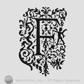 Capital letter F on glamour leafs background
