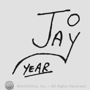 Capital handwriting Jojay underlined year under