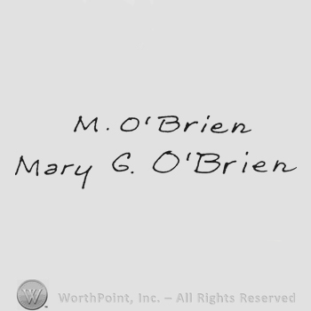 Capital handwriting from top to bottom M. O'Brien Mary G. O' Brien