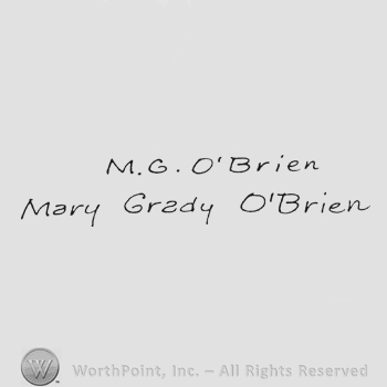 Capital handwriting from top to bottom M.G. O'Brien Mary Grady O' Brien