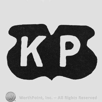 White initials KP inside a black shape