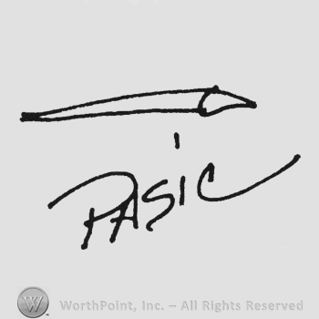 Capital handwriting Pasic Arrow above pointing right