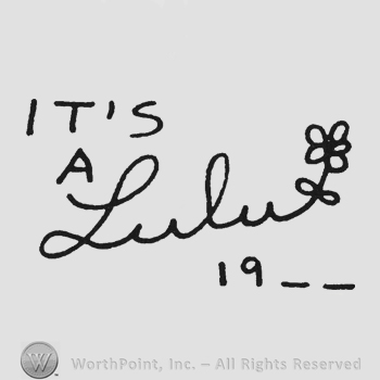 Capital handwriting It's A handwriting Lulu ending with flower 19 _ _ under
