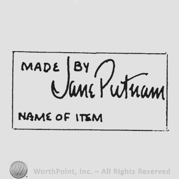 Label writing Made by Jane Putnam Name of Item